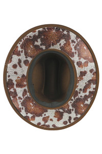 CC BEANIE Cow Pattern Rhinestone Vegan Felt Cowboy Hat
