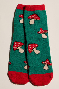 Christmas Theme Printing Polar Bear, Reindeer, Mushroom, Hedgehog Winter Fuzzy Cozy Socks Set for