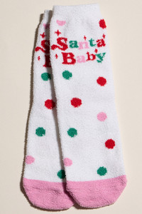 Christmas Theme Printing Small Santa, Santa Baby, Snowman Winter Fuzzy Cozy Socks Set for Christmas Gift