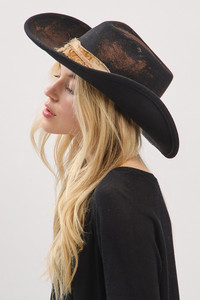 Rustic Cowgirl with Feather Fedora Hat