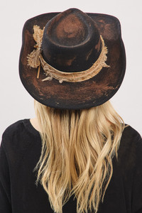 Rustic Cowgirl with Feather Fedora Hat
