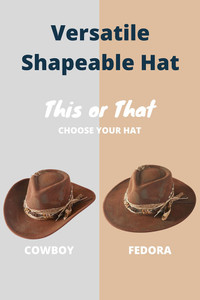 Rustic Vintage Style Cowgirl Cowboy Feather Fedora Hat with Distressed Fabric Band
