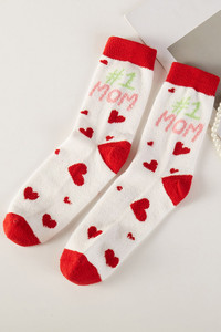 Love Mom Theme Cute Graphic Fuzzy Cozy Socks Gift Box
