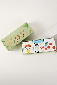 Christmas Theme Cute Graphic LaLaLa Fuzzy Cozy Socks Gift Box
