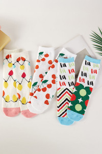 Christmas Theme Cute Graphic LaLaLa Fuzzy Cozy Socks Gift Box
