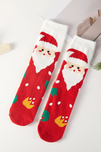 Christmas Theme Santa, Grinch, and Christmas Stripe Pattern Cute Graphic Fuzzy Cozy Socks Gift Box
