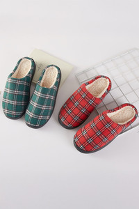 Christmas Color Check Pattern Cozy Slippers