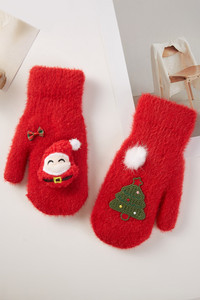 Christmas Theme Santa, Tree, Bow, and Snow Deco Solid Winter Mittens
