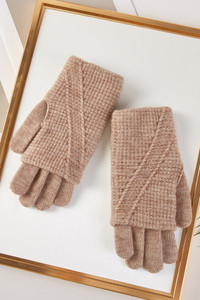 Knit Weave Diagonal Stitched Texture Winter Gloves
