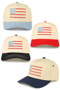C.C Daisy Flower Embroidered Pattern USA Flag Trucker Hat Baseball Cap
