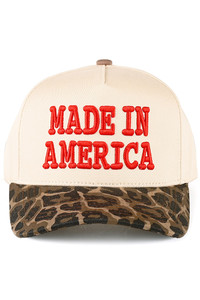 CC BEANIE MADE IN AMERICA Letter Embroidered with Leopard Bill Trucker Hat Baseball Cap