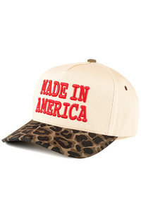 CC BEANIE MADE IN AMERICA Letter Embroidered with Leopard Bill Trucker Hat Baseball Cap