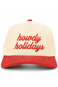 CC BEANIE HOWDY HOLIDAYS Letter Embroidered Holidays Theme Corduroy Trucker Hat Baseball Cap