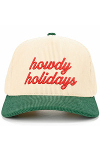 CC BEANIE HOWDY HOLIDAYS Letter Embroidered Holidays Theme Corduroy Trucker Hat Baseball Cap