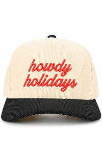 CC BEANIE HOWDY HOLIDAYS Letter Embroidered Holidays Theme Corduroy Trucker Hat Baseball Cap