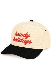 CC BEANIE HOWDY HOLIDAYS Letter Embroidered Holidays Theme Corduroy Trucker Hat Baseball Cap