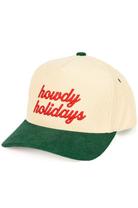 CC BEANIE HOWDY HOLIDAYS Letter Embroidered Holidays Theme Corduroy Trucker Hat Baseball Cap