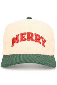 CC BEANIE MERRY Bold Letter Embroidered  Christmas Theme Corduroy Trucker Hat Baseball Cap
