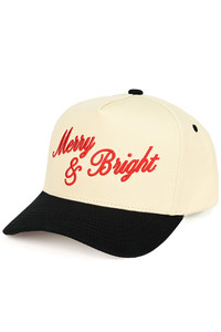 CC BENIE Merry & Bright Christmas theme Embroidered on Two Tone Trucker Hat Baseball Cap