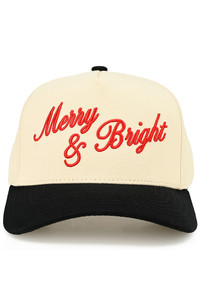 CC BENIE Merry & Bright Christmas theme Embroidered on Two Tone Trucker Hat Baseball Cap