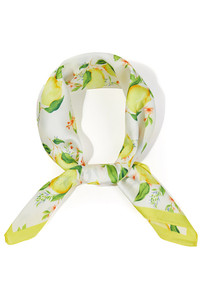 Lemon Fruit Pattern Print Light Weight Silky All Season Bandana Scarf
