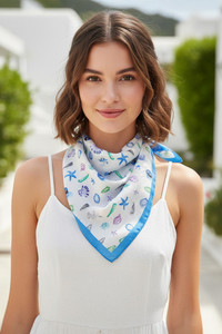 Sea Life Pattern Print Bandana Scarf