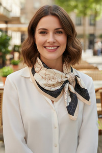 Elegant Floral Print Light Weight Silky All Season Bandana Scarf
