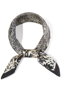 Floral and Noisy Square Center Print Light Weight Silky All Season Bandana Scarf
