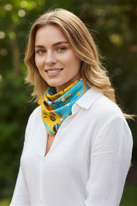 Dual Tone Floral Print Light Weight Silky All Season Bandana Scarf
