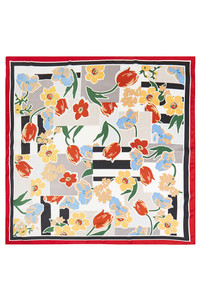 Vibrant Floral and Geometric Pattern Print Light Weight Silky All Season Bandana Scarf
