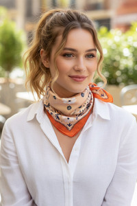 Floral Pattern Print Light Weight Silky All Season Bandana Scarf
