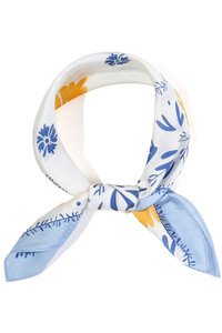 Floral Pattern Print Light Weight Silky All Season Bandana Scarf
