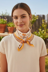 Floral Pattern Print Light Weight Silky All Season Bandana Scarf
