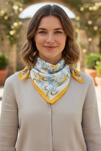 Rhythmical Floral Print Light Weight Silky All Season Bandana Scarf
