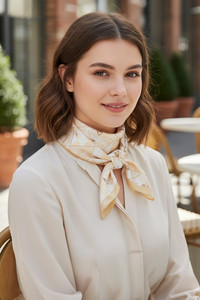 Botanical Pattern Print Light Weight Silky All Season Bandana Scarf
