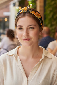 Elegant Rose Floral Print Light Weight Silky All Season Bandana Scarf
