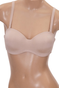 Three Hooks No Wire Microfiber Solid Full Cup Bra
