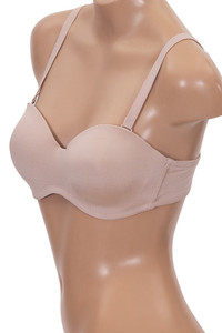 Three Hooks No Wire Microfiber Solid Full Cup Bra

