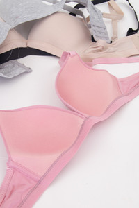 Three Hooks No Wire Solid Cotton Bra