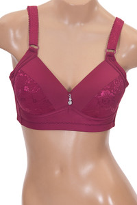 Solid with Floral Lace Deco Wireless Bra

