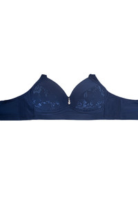 Solid with Floral Lace Deco Wireless Bra
