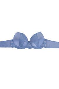 Solid Color Lace Trim Satin Full Cup Push Up Bra