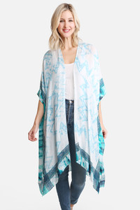 Tie dye zigzag pattern print kimono