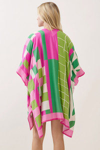 Geometric Pattern Mixed Print Kimono Cover Up
