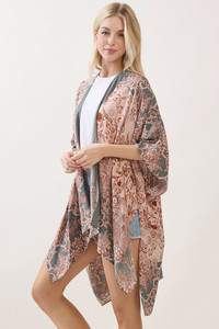 Bohemian Floral Paisley  Print Kimono Cover Up
