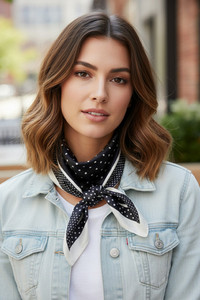Two Sizes Polka Dots Pattern Print Light Weight Silky All Season Bandana Scarf
