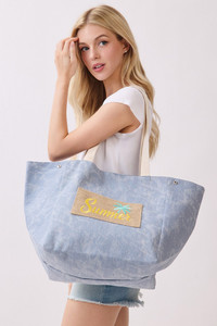 Shoulder and Bucket Style SUMMER letter Canvas Tote Bag
