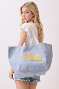 Shoulder and Bucket Style SUMMER letter Canvas Tote Bag
