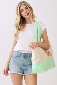 SIPS ABOUT TO GO DOWN Letter Fun Terry Tote Bag
