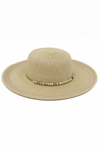 Beaded Band Summer Straw Sun Hat

